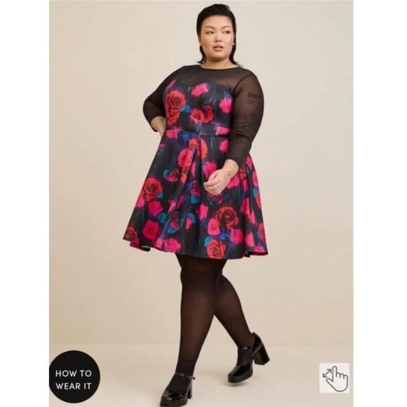 NWT Torrid Scuba Mini Dress with Illusion Neck 3X — Romantic - Picture 3 of 9